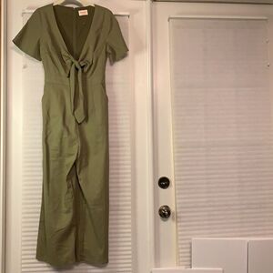 Showpo Jumpsuit Pantsuit‎ Army Green Linen Blend Size 4